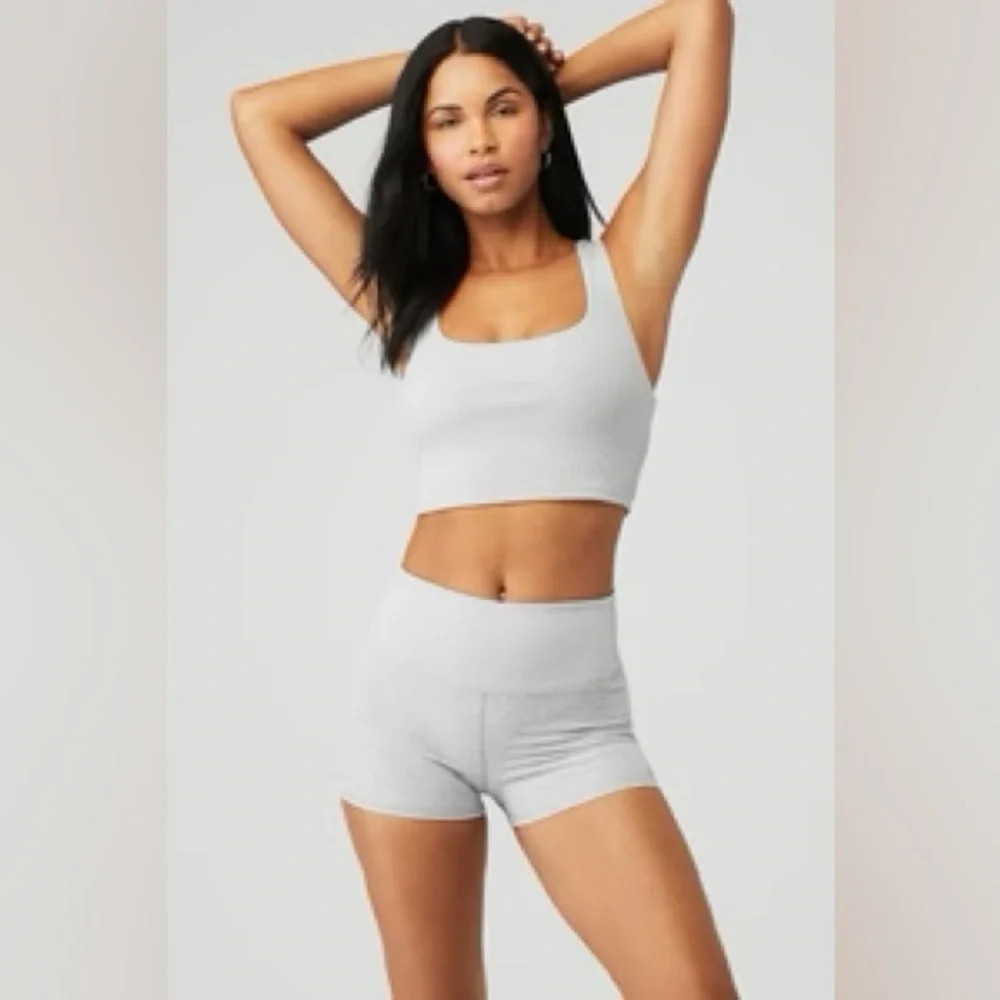 Alo Light Gray Activewear Top Small